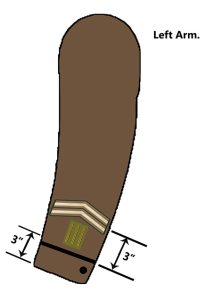 A Very simple image showing the positioning of the stripes on the left forearm sleeve, beneath two Long Servce, Good Conduct Stripes