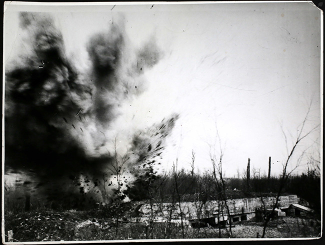 Shells exploding on the frontlines
