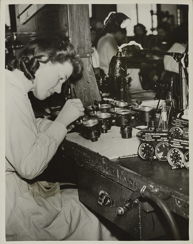 women at the Ministry of Aircraft Production factory.