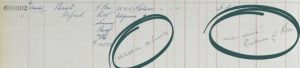 Soldiers' Effects Records entry for Alfred Best. Initially deemed to have died in Belgium on 25 September 1917, he was later confirmed a prisoner of war. The entry contains the phrase 'man alive' and 'man alive. Prisoner of war'. © The National Army Museum