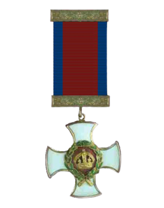 The Distinguished Service Order (DSO) was awarded for meritorious or distinguished service by officers of the armed forces during wartime, typically during actual combat against the enemy. A Bar (of plain gold with an imperial crown in the centre) could be additionally awarded as a way of formally recognising further acts of merit and was worn on the medal ribbon. Since 1993 it has been awarded to all ranks. Major Sheil earned a bar to his DSO during the Allied invasion of Sicily, known as Operation Husky. The medal itself was a cross of silver gilt (since 1889, gold prior to this date), 55mm in height and 41.5mm in width, with curved edges overlaid in white enamel. The obverse of the medal has at the centre of the cross a raised laurel wreath, enamelled green, surrounding the Imperial Crown in gold, on a red enamelled background. The reverse has a similar raised centre with the laurel wreath surrounding one of the following Royal Cyphers, depending on when the award was issued. - VRI, EVII, GV, GVI, EIIR. The ribbon contains a wide central stripe of red flanked by dark blue.