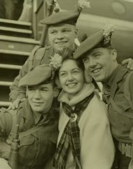 Highland Light Infantry departing for Cyprus in 1956. The image shows three soldiers of the Highland Light infantry posing for a photo with English actor Janette Scott. © Hulton Archive/Getty Images - photos are a good indicator of your ancestor's military service and complement National Service records. 