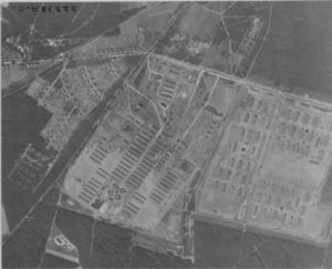 Aerial photograph of Stalag Luft III prisoner of war camp, from our WWII US Air Force Photos collection. The photo was taken in September 1944. Rows of huts can be seen in the image. North Compound, where the real Great Escape took place, is visible on the far right of the image. ©The U.S. National Archives and Records Administration
