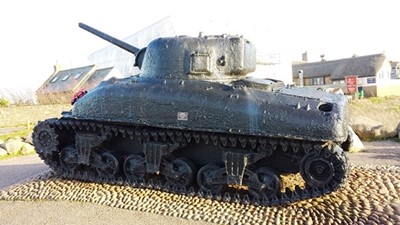Sherman DD Tank Memorial Site in Torcross, at Slapton Sands, England