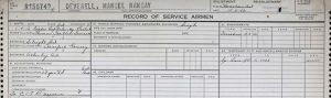 WWII service records are one of the best Royal Canadian Air Force records available to help you research your RCAF ancestors. Here, we see an extract from the service record of Mansell Ramsay Deverell, who died serving with the RCAF during WWII. His date and place of enlistment are detailed in the extract. ©Library and Archives Canada