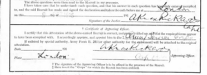 Bottom of attestation page from a WWI British Army service record. The soldier's date and place of enlistment is recorded. © The National Archives. 