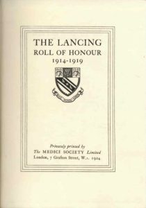 WWI roll of honour for the village of Lancing, West Sussex, available in our Historical Documents Library. 