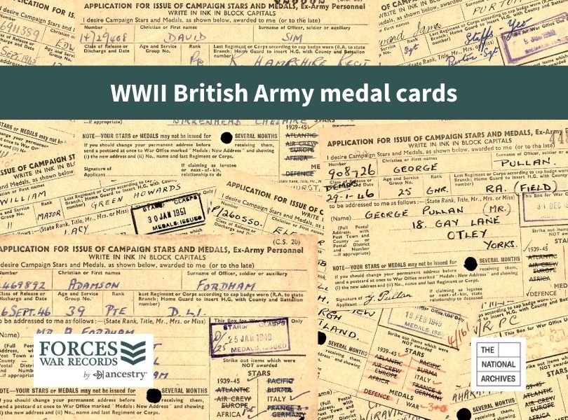 WW2 British Army medal cards. ©The National Archives